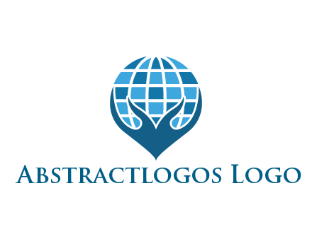 abstract hands under digital globe