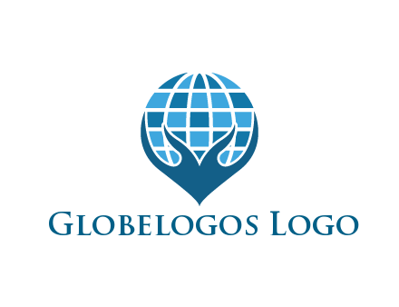 abstract hands under digital globe