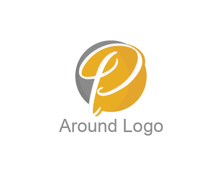negative spacing script letter P in circle