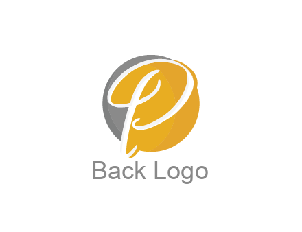negative spacing script letter P in circle