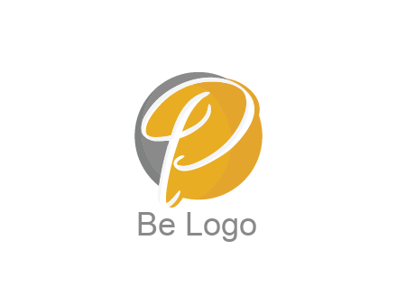 negative spacing script letter P in circle
