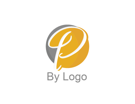 negative spacing script letter P in circle