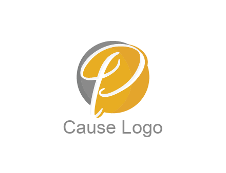 negative spacing script letter P in circle