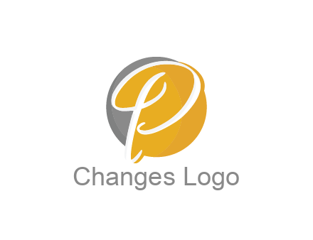 negative spacing script letter P in circle