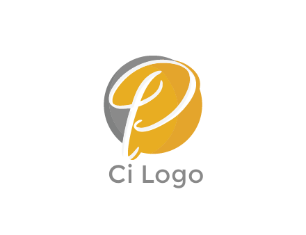 negative spacing script letter P in circle
