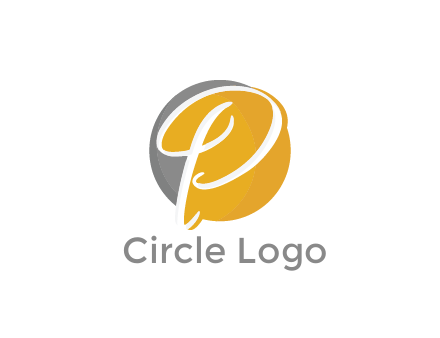 negative spacing script letter P in circle