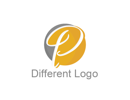 negative spacing script letter P in circle