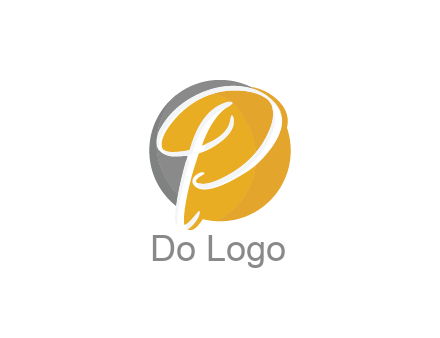 negative spacing script letter P in circle