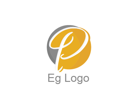 negative spacing script letter P in circle