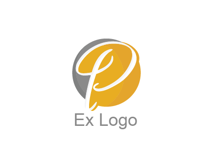 negative spacing script letter P in circle