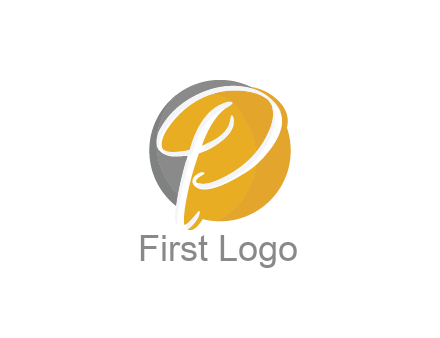 negative spacing script letter P in circle