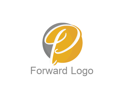 negative spacing script letter P in circle