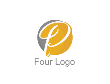 negative spacing script letter P in circle