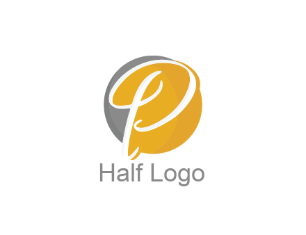 negative spacing script letter P in circle