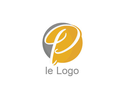 negative spacing script letter P in circle