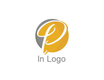 negative spacing script letter P in circle