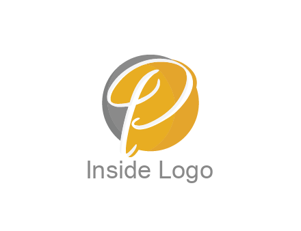 negative spacing script letter P in circle