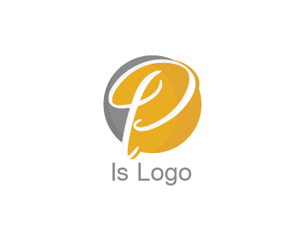 negative spacing script letter P in circle