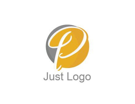 negative spacing script letter P in circle