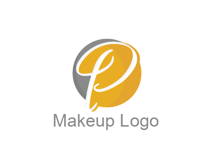 negative spacing script letter P in circle
