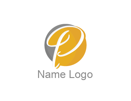 negative spacing script letter P in circle