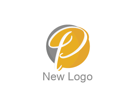 negative spacing script letter P in circle