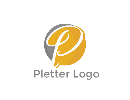 negative spacing script letter P in circle