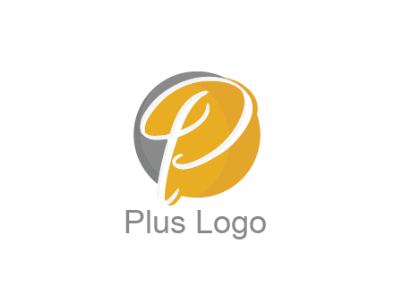 negative spacing script letter P in circle