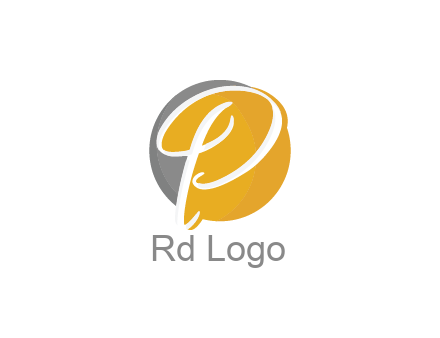 negative spacing script letter P in circle