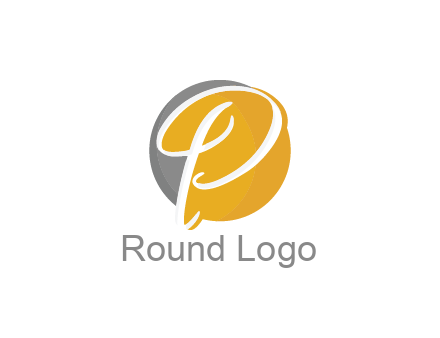 negative spacing script letter P in circle