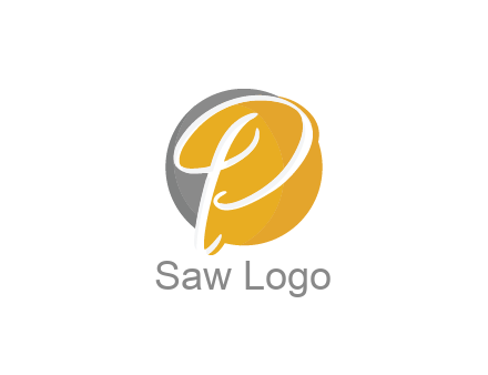 negative spacing script letter P in circle