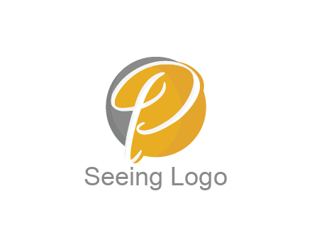 negative spacing script letter P in circle