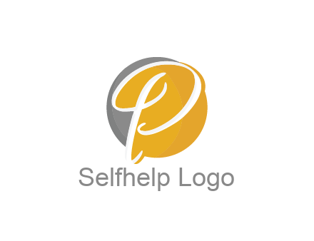 negative spacing script letter P in circle