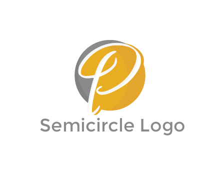 negative spacing script letter P in circle