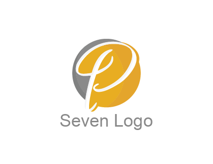negative spacing script letter P in circle