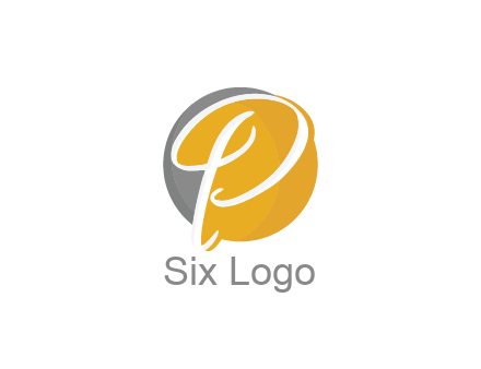 negative spacing script letter P in circle