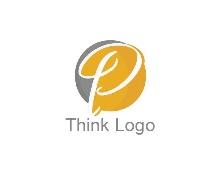 negative spacing script letter P in circle