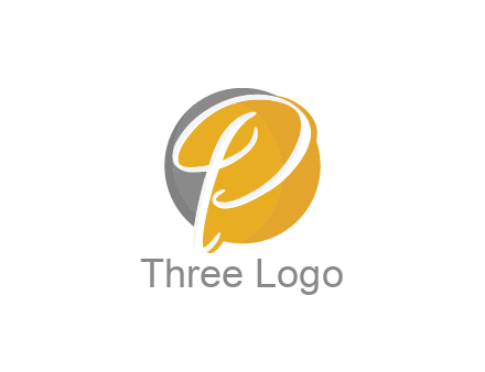 negative spacing script letter P in circle