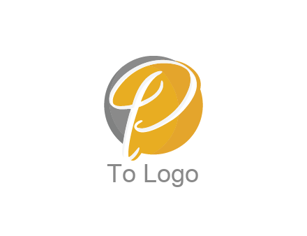 negative spacing script letter P in circle