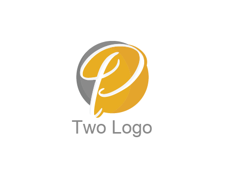 negative spacing script letter P in circle