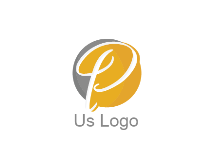negative spacing script letter P in circle