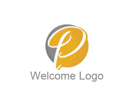 negative spacing script letter P in circle