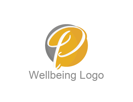 negative spacing script letter P in circle