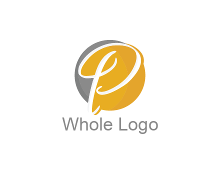 negative spacing script letter P in circle