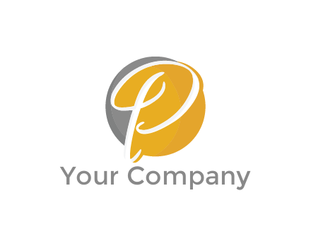 negative spacing script letter P in circle