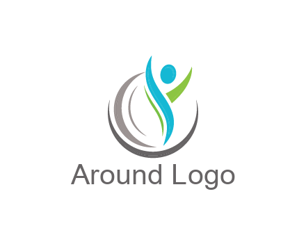 swooshes with circle forming people icon