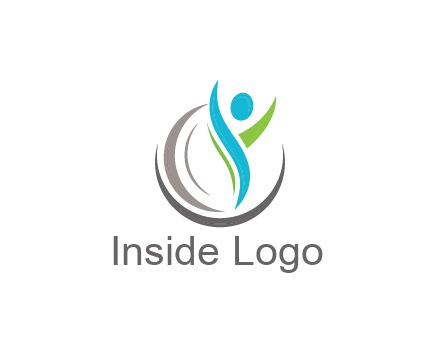 swooshes with circle forming people icon