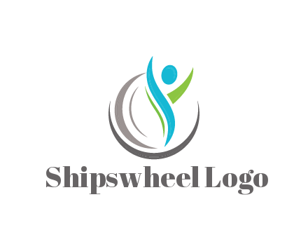 swooshes with circle forming people icon