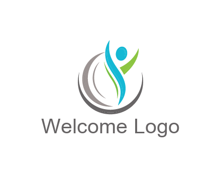 swooshes with circle forming people icon