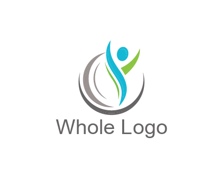 swooshes with circle forming people icon